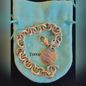 Tiffany & Co. Silver Chain Bracelet with Heart Tag